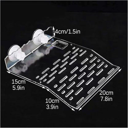RLECS Reptile Habitat Platform 25x20x0.3cm Acrylic Suction Cup Transparent Dock Floating Decoration Pet Supplies Suitable for Aquariums