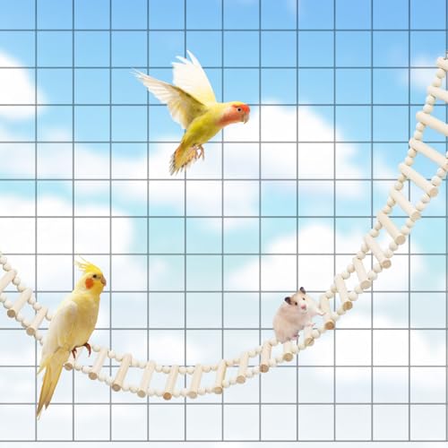 Rat Ladder Bridge Toy, Rat Climbing Toys, Natural Wooden Hamster Ladder Bridge Toy, Cage Accessories for Bird Parrot Cockatiel Sugar Gliders - 54 Steps - 74.6 x 3.14 Inch - size: 54 Steps - 74 × 3 Inch