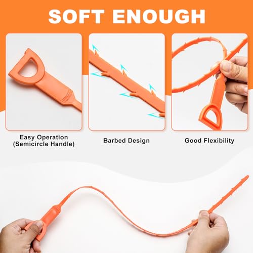 Drain Snake Clog Remover - 6 Pack 20 Inch Flexible Hair Tool | Drain clog remover, also known as drain snake. Non-chemical, fume-free, pipe-safe drain cleaner for sink, shower, tub& toilet - style: Drain Snake 6pcs