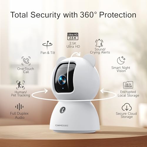 2.5K Pet Camera Indoor with Phone App, Dog/Cat Camera, 4MP Indoor Camera for Home Security, Baby Monitor with Free AI Person/Pet/Cry Detection, Pan Tilt 2.4GHz WiFi, Full Duplex 2-Way Audio - style: 2.5K Cam 1pack