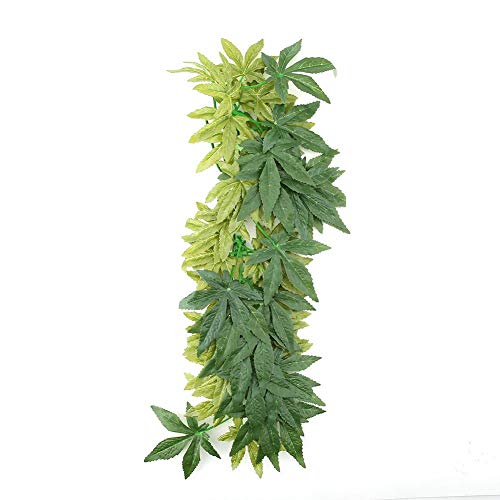 Yosooo Artificial Plants Fake Leaves Plastic Green Grass with Sucker for Aquarium Fish Tank Reptile Terrarium Habitat Box Cage Terrarium Ornaments Outside Home Garden Eco-Friendly Decor(50cm/19.69in) - size: 50cm/19.69in