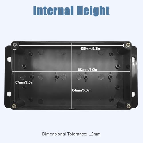 Project Box IP65 Waterproof ABS Plastic Electrical Junction Box with Clear Cover Enclosure with Fixed Ear, Black 6.2"x 3.5"x 2.5"(158x90x64mm)(Pack of 1) - color: 1 pack, size: 6.2"x 3.5"x 2.5"