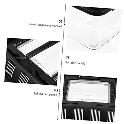 Yardwe Reptile Breeding Box Handle 3L Tortoise Transport Case Climbing PET Feeding Container for Reptiles Escape Design for Gecko and Spider