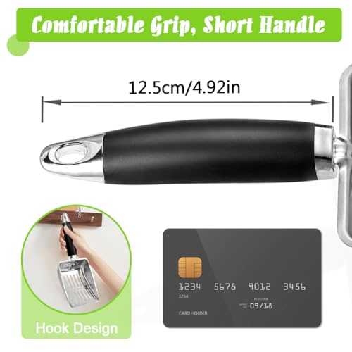 Cat Litter Scoop - Stainless Steel Metal Cat Litter Scoop-Kitty Metal Scooper-Sturdy Mesh Scooper - Mesh Shovel-Easy to Clean - Suitable for Cat Litter Box - Light Black - color: Black, size: M