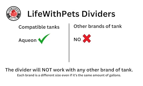 10 Gallon Aquarium Tank Divider. Perfect for Betta Fish Tanks. ONLY Compatible with USA Tank Sizes Listed Below. NO Suction Cups Required.
