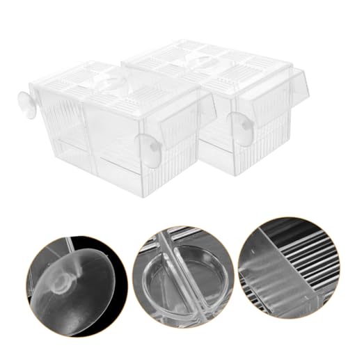 2pcs Self-Floating Fish Breeding Box Double-Layer Aquarium Incubator for Betta Fish Fry Hatching Tank with Divider for Shrimp and Reptiles