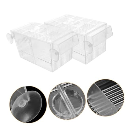 2pcs Self-Floating Fish Breeding Box Double-Layer Aquarium Incubator for Betta Fish Fry Hatching Tank with Divider for Shrimp and Reptiles