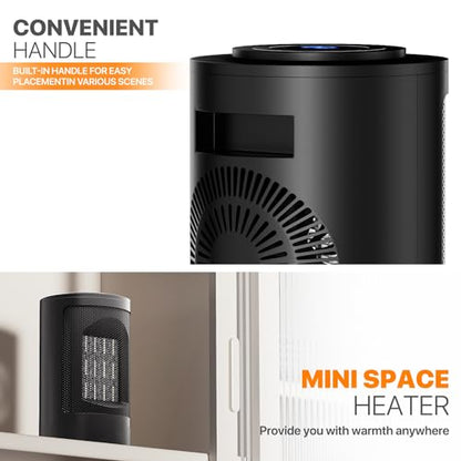 Magshion Portable Electric Space Heater, 1500W Electric Heaters Indoor Portable with Thermostat, PTC Fast Heating Small Heater with Remote for Bedroom, Office and Indoor Use - size: Round - 1500W - Remote