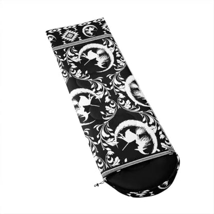 Erosebridal Longhorn Cow Skull Gothic Witchy Damask Sleeping Bag for Kids Camping Blanket for Hiking Travel Hunting Sleep Bag - color: Black and White Moon Witch