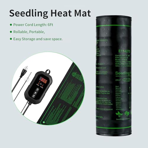 20"x20" Durable Seedling Heat Mat with Thermostat Controller | Durable Waterproof Hydroponic Heating Pad with ETL Certified for Indoor Plant Gardening and Cutting, Brewing and Greenhouse - style: 20"x20" Heat Mat with Digital Thermostat