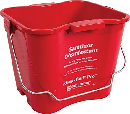 San Jamar Kleen-Pail Pro, Bucket with Handle for Cleaning Products in Commercial and Home Setting, 6 Qts, 1 Count, Red - size: 6 Quarts