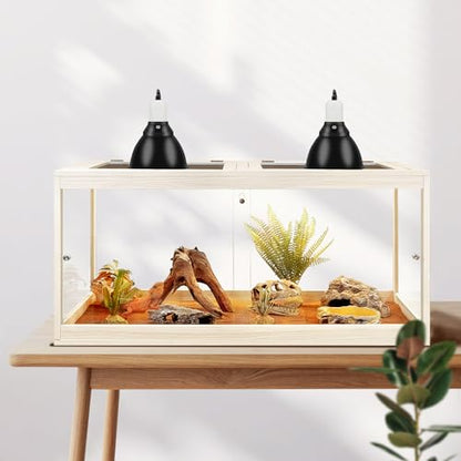 35 Gallon Bearded Dragon Tank, 32 x 16 x 16 Inch Tempered Glass Reptile Enclosure with Metal Mesh Top, Lockable Sliding Front Doors, Large Lizard and Snake Terrarium, Oak - color: Oak, size: 35 Gallon (32x15.5x15.5 Inch)