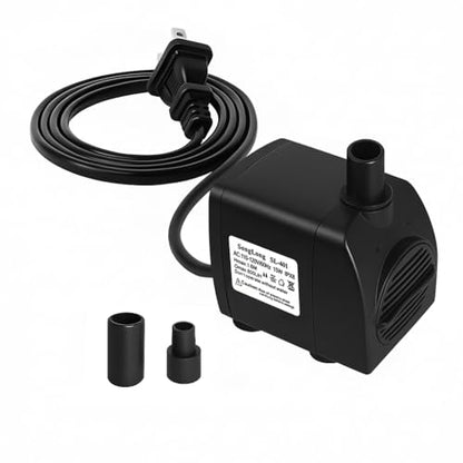 SongLong Submersible Pump 200GPH 5.2ft. High Lift for Fountains | with Over Heating Protection, Perfect for Hydroponics, Small Ponds, Aquariums, Fish Tank & More - size: 200GPH