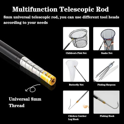 Snake Hook Reptile Catcher Stick Tongs Rattlesnakes Grabber Pick-up Handling Tool Kit for Catching Controlling or Moving Python Copperhead 22" 64" Adjustable (Small Snake Hook - Black) - color: Small Snake Hook - Black