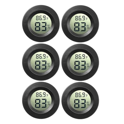 JEDEW 6-Pack Mini Hygrometer Gauge Indoor/Outdoor Thermometer, Digital Humidity Temperature Meter for Humidifiers Dehumidifiers Greenhouse Reptile Plant Humidor, Fahrenheit(℉) or Celsiu(℃)