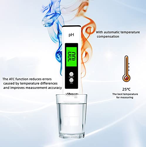 Digital PH Meter - High Accuracy Digital Water Quality Tester with 0-14 PH Measurement Range for Household Drinking, Pool and Aquarium with ATC - style: pH meter