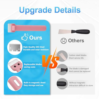 Professional 3D Printer Tool, Upgraded Metal 3D Printer Scraper, Plastic Handle Flex Professional Grade Carbon Steel Putty Scraper, Comfortable Grip, Putty Knife Scraper, Scraper Ttool, No Rust