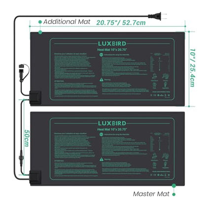 LUXBIRD 6 Pack Daisy Chain Seedling Heat Mats for Indoor Plants, Greenhouses, Germination, Hydroponic Garden, IP67 Waterproof Durable (LB-HMDC-06) - size: 6 Pack-21W