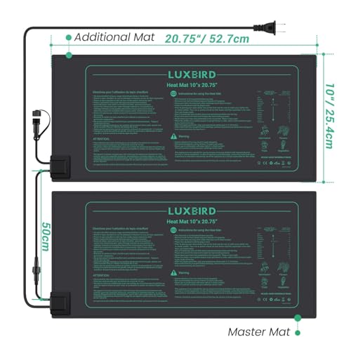 LUXBIRD 4 Pack Daisy Chain Seedling Heat Mats for Indoor Plants, Green Houses, Germination, Hydroponic Garden, Waterproof Durable (LB-HMDC-04) - size: 4 Pack-21W