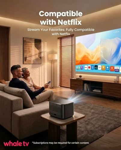 Outdoor Projector with WiFi and Bluetooth,Official Licensed Apps | Smart TV OS with Licensed Netflix, Auto Focus, Native 1080P & 4K Support, 330" Display, 40W Dolby Audio for Home Theater
