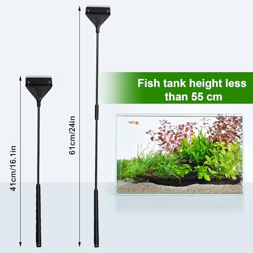 Algae Scraper for Glass Aquariums 24.4" with 10 Replaceable Blade | Fish Tank Scraper Aquarium Glass Scraper Adjustable Length Aquarium Cleaning Tools Kit for Glass Aquarium Fish Tank