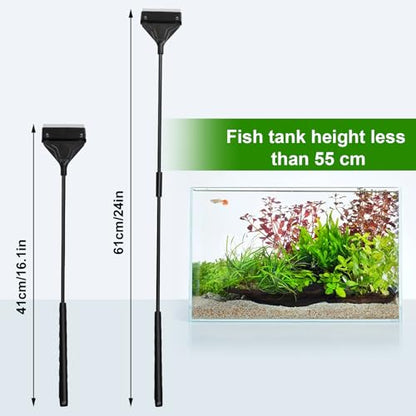 Algae Scraper for Glass Aquariums 24.4" with 10 Replaceable Blade | Fish Tank Scraper Aquarium Glass Scraper Adjustable Length Aquarium Cleaning Tools Kit for Glass Aquarium Fish Tank