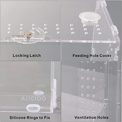 Aiicioo Micro Habitat Terrarium Enclosure 8x6x14 Inches Tarantula Enclosure Box Insect Habitat Clear Acrylic Reptile Feeding Tank for Jumping Spiders Insect Small Tree Dwelling Reptiles - size: 8x6x14 Inches