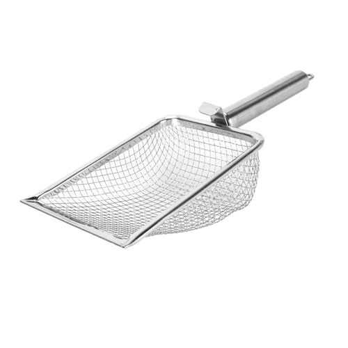 Stainless Steel Cat Litter Scoop | Rustproof & Simple to Maintain | Fine Holes for Effective Waste Removal | Hanging Hook for Storage/Reptile Litter Scoop