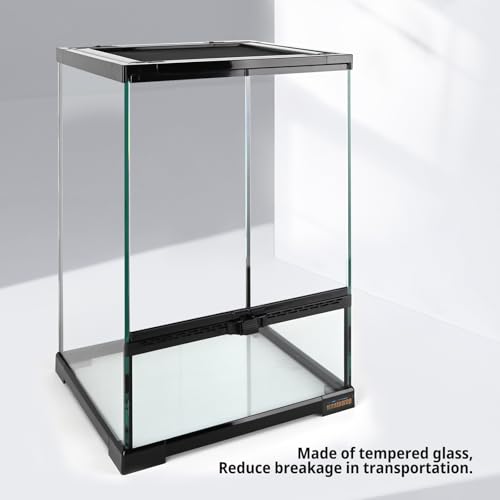 11 Gallon Reptile Glass Tank Vertical Terrarium 12"x12"x18" Habitat Enclosure with Front Openning Door and Top Screen Ventilation for Geckos, Snakes,Tree Frogs,Chameleon - size: 12x12x18 inch