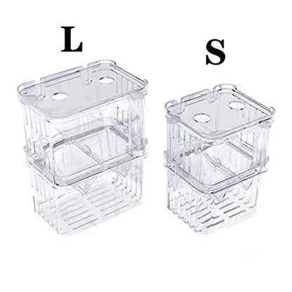 Aquarium Fish Breeder Box Plastic Fish Isolation Breeding Box Hatching Incubator Box for Baby Fish Shrimp Clownfish Guppy （S） - size: S