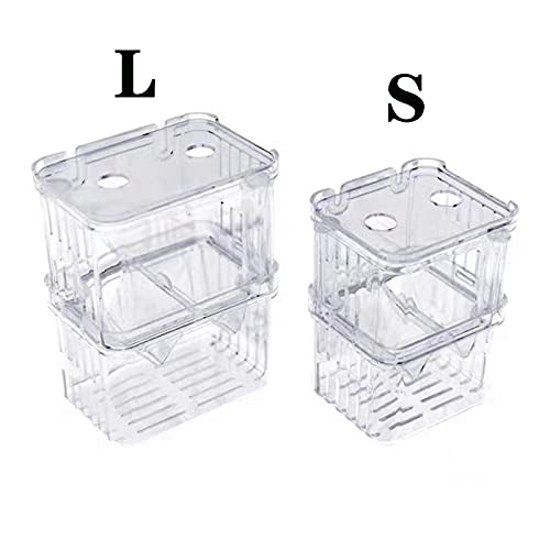 Still Awake Aquarium Fish Breeder Box Plastic Fish Isolation Breeding Box Hatching Incubator Box for Baby Fish Shrimp Clownfish Guppy （L） - size: L