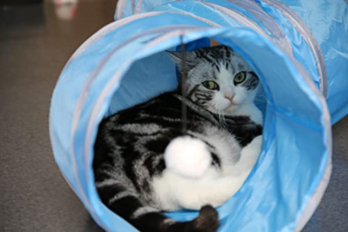 PetLike S Way Cat Tunnel Collapsible Pop-up Pet Tube Hideaway Play Toy with Ball (S-Way, Blue) - color: Blue, size: S-Way
