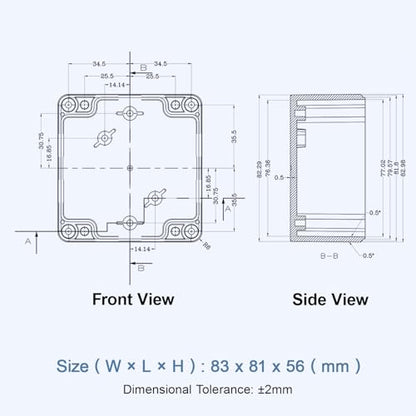 Junction Box with Clear Cover IP65 Waterproof Project Box Dustproof ABS Plastic Electrical Project Boxes Universal Enclosure, Black 3.2"x 3.1"x 2.2"(83x81x56mm)(Pack of 2) - color: 2 packs, size: 3.2"x 3.1"x 2.2"