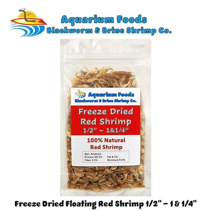 Red Shrimp, 1/2" to 1&1/4" Floating Freeze Dried Red Shrimp for All Tropical Fish, Cichlids, Catfish, Marines, Pond Fish, Turtles, Hamsters, Reptiles…3.6oz Clear Bag - size: 3.6 Ounce (Pack of 1)