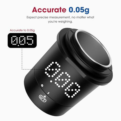 Mik-Nana Dosing Cup Scale with LED Display - Sleek Precision | Digital Espresso Coffee Grounds Scale | Must-Have Home Barista Brewing Accessory & Ideal Gift for Coffee Lovers (Black)