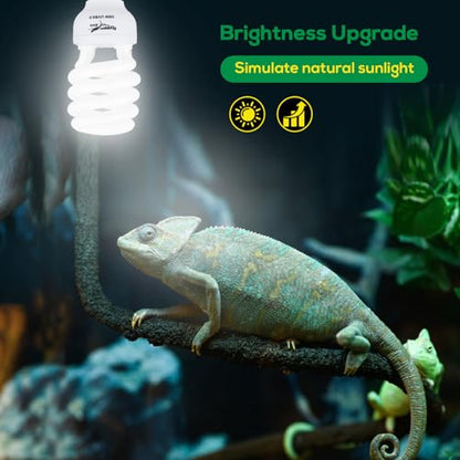 UVB Bulb for Reptiles, 5.0 26W UVB Light for Reptiles, Hygger zoo UVA UVB Reptile Light Bulb Reptile UVB Bulb UVB Light for Hermit Crab Snake Chameleon Reptile Lamp Terrarium Lamp for Tropical Reptile - size: 5.0-6.1 Inch