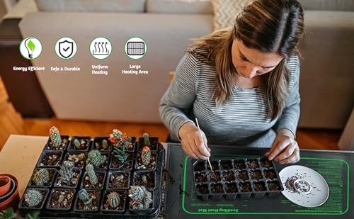 LOCONHA Seedling Heat Mat for Seed Starting, 10" x 20.75" Waterproof | Heating Pad for Indoor Plants Germination (Black 2 Pack) - color: Black 2 Pack