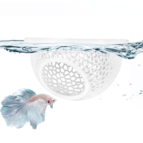 Floating Betta Hide & Shrimp Cave – All-in-One Aquarium Hammock, Feeder, and Safe Resting Spot for Stress-Free Fish Tanks - color: Ivory