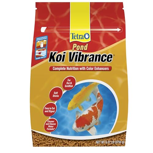 Tetra Pond Koi Vibrance Soft Sticks, Floating Pond Fish Food, 8.27 lbs | Daily Diet for Koi Fish and Ornamental Goldfish, Feed When Water is Above 50 Degrees, Highly Digestible, Clean & Clear Water - size: 8.27 Pound (Pack of 1)
