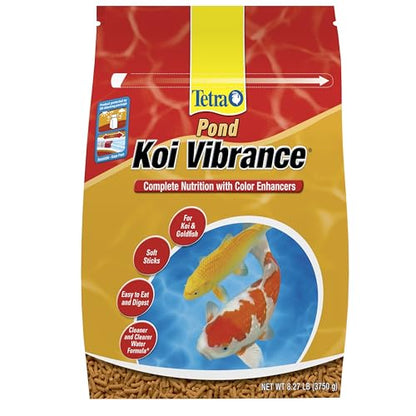 Tetra Pond Koi Vibrance Soft Sticks, Floating Pond Fish Food, 8.27 lbs | Daily Diet for Koi Fish and Ornamental Goldfish, Feed When Water is Above 50 Degrees, Highly Digestible, Clean & Clear Water - size: 8.27 Pound (Pack of 1)
