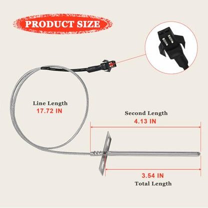 Replacement RTD Temperature Probe Sensor, Compatible with Pit Boss Pellet Grill PB1000XL-025-R00 V2 - size: RTD Sensor Probe
