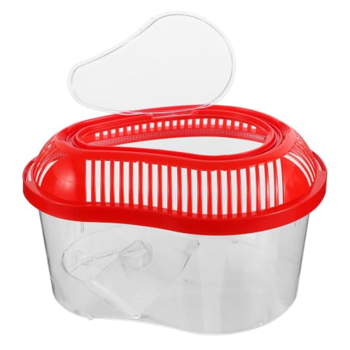 SECFOU Portable Pet Transport Box for Small Pets and Reptiles Secure Lid Design and Built-in Sunbathing Platform, Sturdy Plastic Material for Travel and Outdoor Use