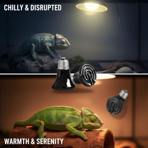2 Pcs Mini Ceramic Heat Emitter, 75W Reptile Heat Lamp, Infrared Brooder Coop Heater, No Light Emitted, E26 Socket, Safe Heating Bulb for Pet, Chicken, Lizard, Turtle