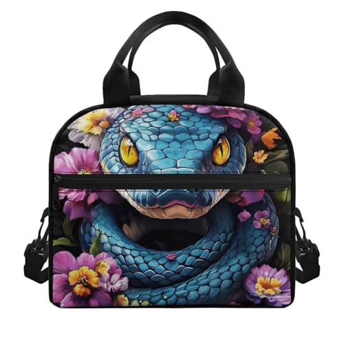 Cool Snake Lunch Box for Boys Lunch Bag Portable Lunchbag Reusable Lunchbox Travel Lunch Boxes with Shoulder Straps Student Picnic Lunch Containers - color: Cool Snake