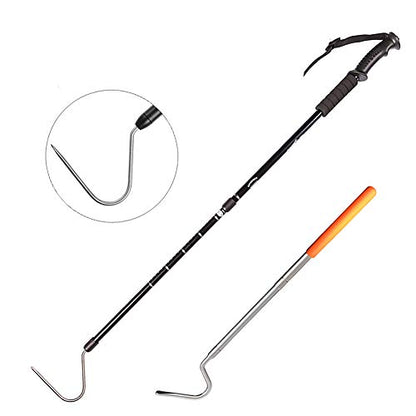 Extendable Snake Hook Reptile Corn Snake Ball Python Rattlesnake Handling Tool for Catching,Controlling,Or Moving Snakes, Material Tool(53inch and 25inch)