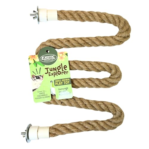 42 Inch Natural Rope (Regular) - Flexible Bendable Climbing Rope Perch Cage Accessory Toy - Sugar Gliders, Squirrels, Degus, Marmosets, Monkeys, Parrots, Birds, Rats & Other Small Pets