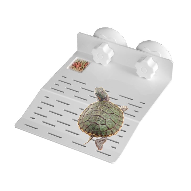 SHIGATSU 2IN1 Turtle Basking Platform Suction Cup for Turtle Tank Habitat | PP material safe plastic food bowl feeder amphibians frogs tortoises aquarium fish tank basking area sunning dock