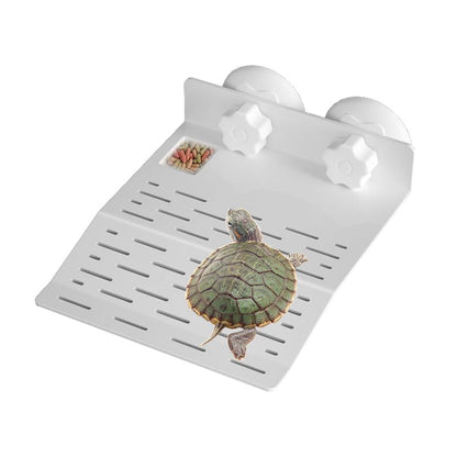 SHIGATSU 2IN1 Turtle Basking Platform Suction Cup for Turtle Tank Habitat | PP material safe plastic food bowl feeder amphibians frogs tortoises aquarium fish tank basking area sunning dock