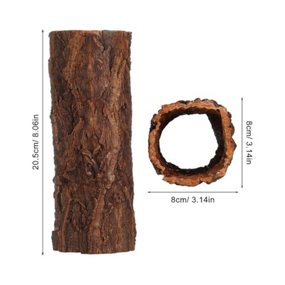 VOSAREA Reptile Shelter Wooden Hollow Tree Trunk Hideout for Gecko Lizard Spider Turtle Tank Hideouts Terrarium Decor Climbing Habitat