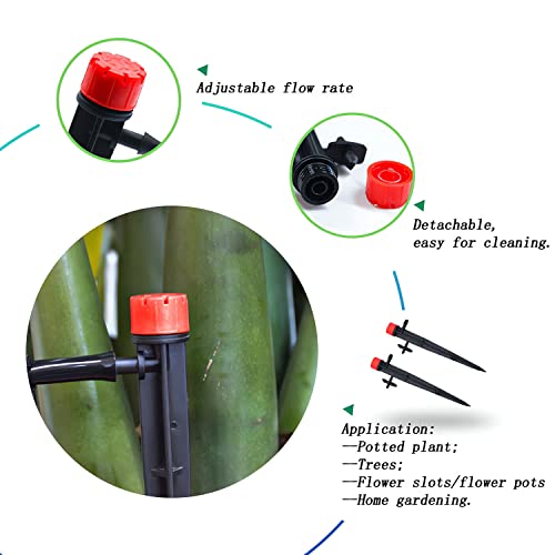 Drip Emitters for 1/4" Tubing: 360° Adjustable Irrigation Dripper, 50pcs | Includes 1/4" Barbed Coupling Fitting - 1/4" Drip Emitter for Drip Irrigation System Kits, Greenhouses – for Home Gardeners - size: 50pcs Drip Emitters with 1/4" Fitting